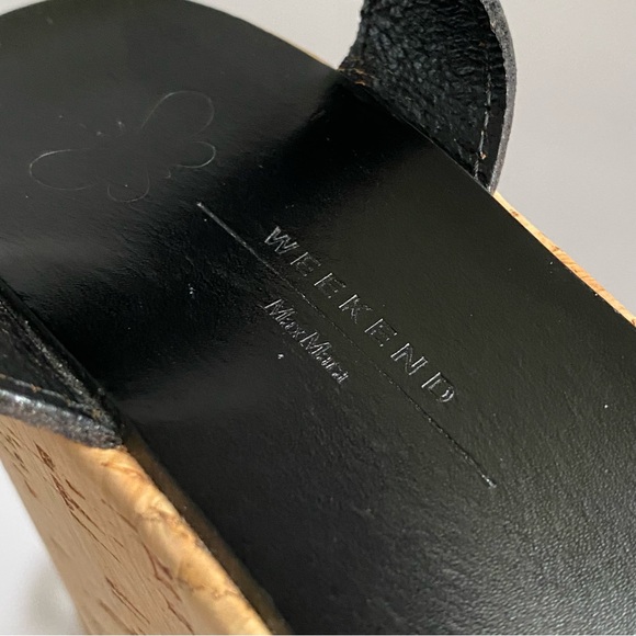 WEEKEND MAX MARA MAXMARA BROWN LEATHER STRAPS TAN CORK HEEL PLATFORM SANDALS - Picture 7 of 9